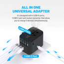 Adonit PD-4A1C 30W Universal World Travel Adapter (Black)