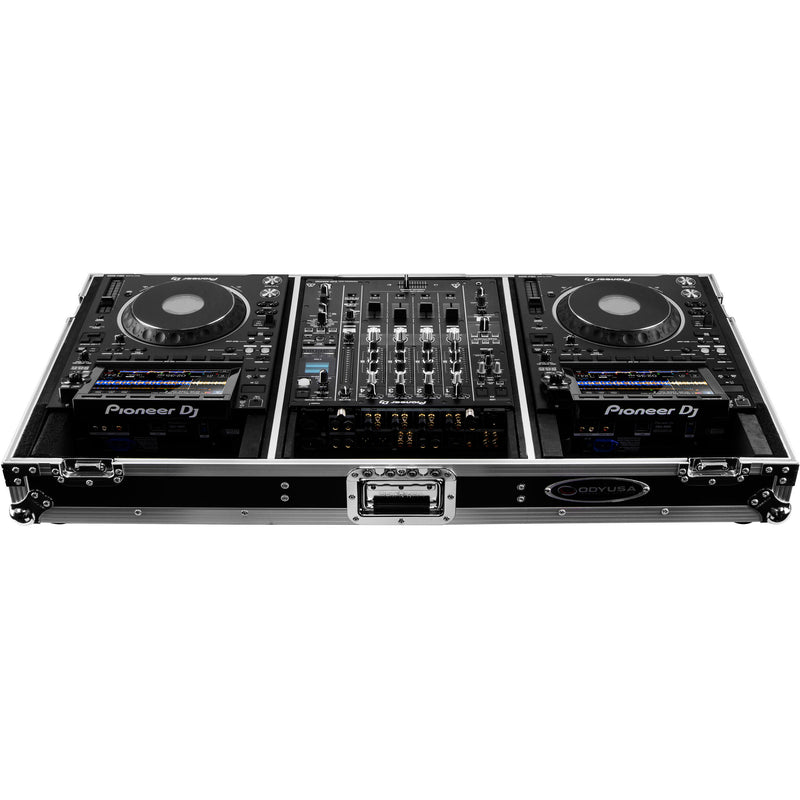 Odyssey Extra-Deep Coffin Flight Case for 12" DJ Mixer and Two Large-Format Media Players (Black and Silver)