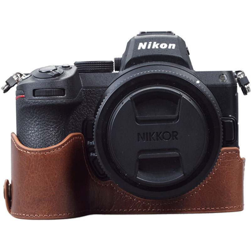 MegaGear Ever Ready Genuine Leather Camera Half Case for Nikon Z 5 (Brown)