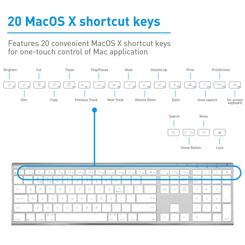 Macally Wireless Bluetooth Keyboard (Aluminum Silver)