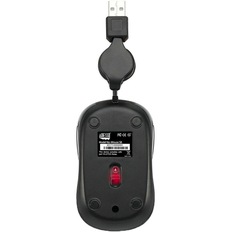 Adesso iMouse S8B USB Illuminated Retractable Mini Mouse (Black)