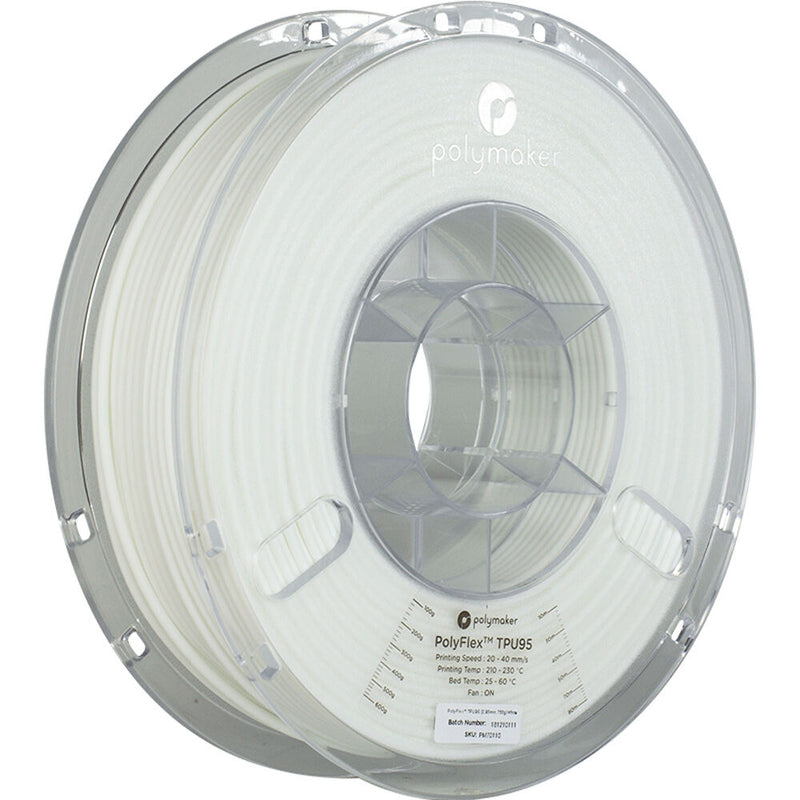 Polymaker PolyFlex TPU95-HF 3D Printing Filament 2.2 lb (2.85mm Diameter, White)