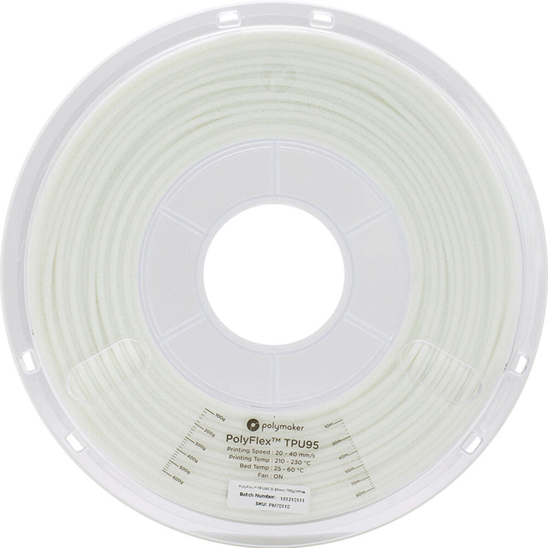 Polymaker PolyFlex TPU95-HF 3D Printing Filament 2.2 lb (2.85mm Diameter, White)