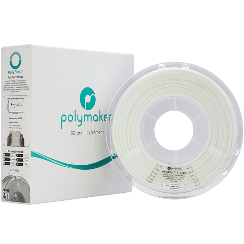 Polymaker PolyFlex TPU95-HF 3D Printing Filament 2.2 lb (2.85mm Diameter, White)