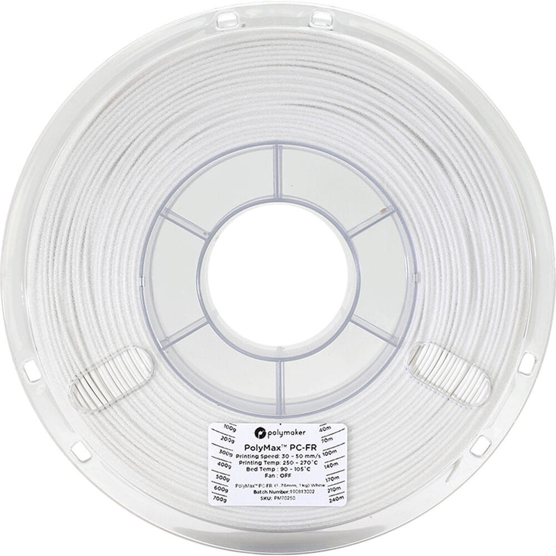 Polymaker PolyMax PC-FR 3D Printing Filament 2.2 lb (1.75mm Diameter, White)