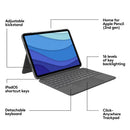 Logitech Combo Touch Backlit Keyboard Case for Apple 11" iPad Pro 1st-4th Gen (Oxford Gray)