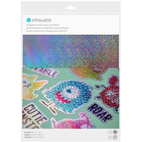 Silhouette Sticker Paper (Holographic Dots, 8 Sheets)