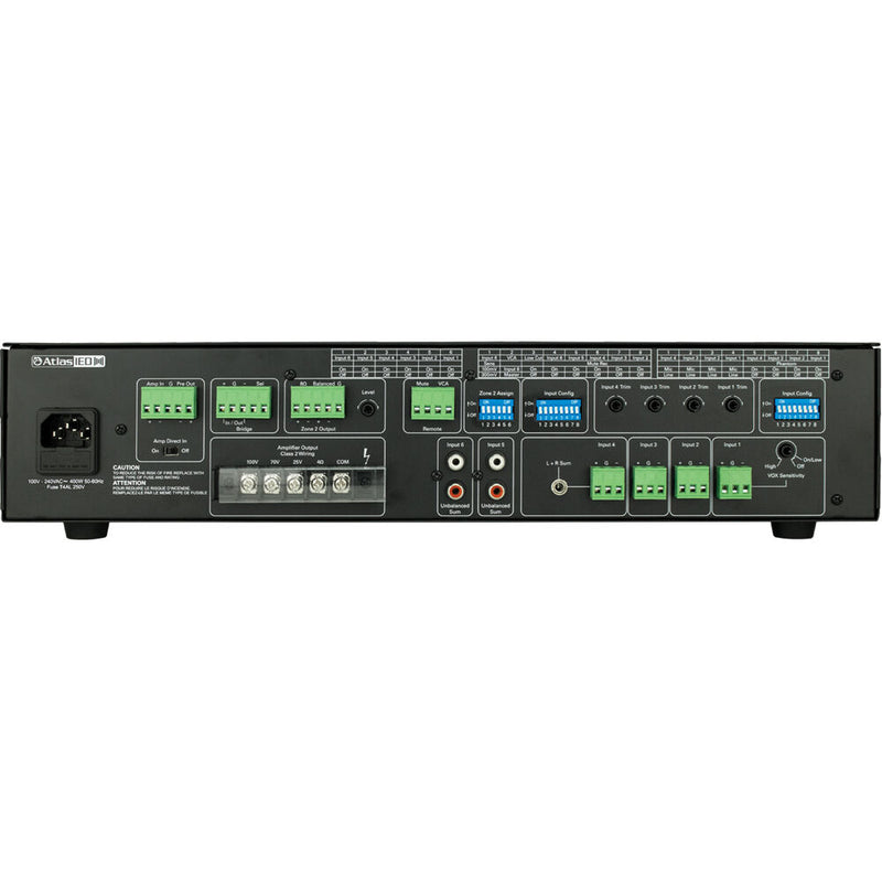 AtlasIED 240W 6-Input Mixer Amplifier, Global Power Supply