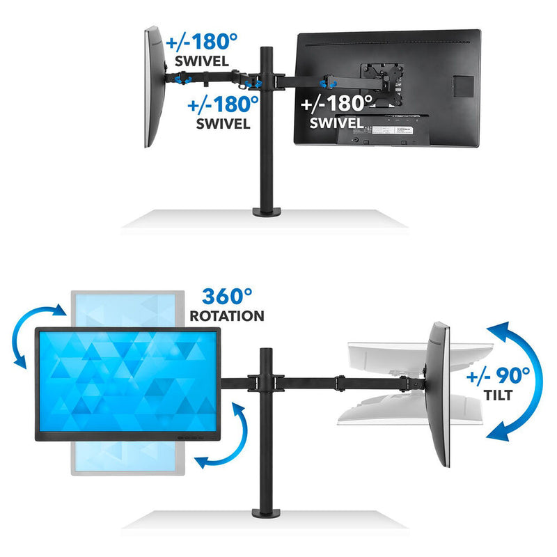 Mount-It! Full Motion Dual Monitor Desk Mount for 13-32" Monitors