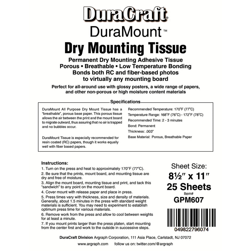Duracraft Duramount Dry Mounting Tissue (8.5 x 11", 25 Sheets)