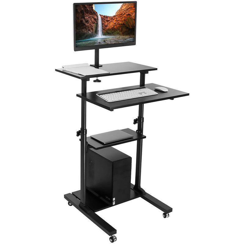 Mount-It! Rolling Computer Workstation with Monitor Mount (Black)