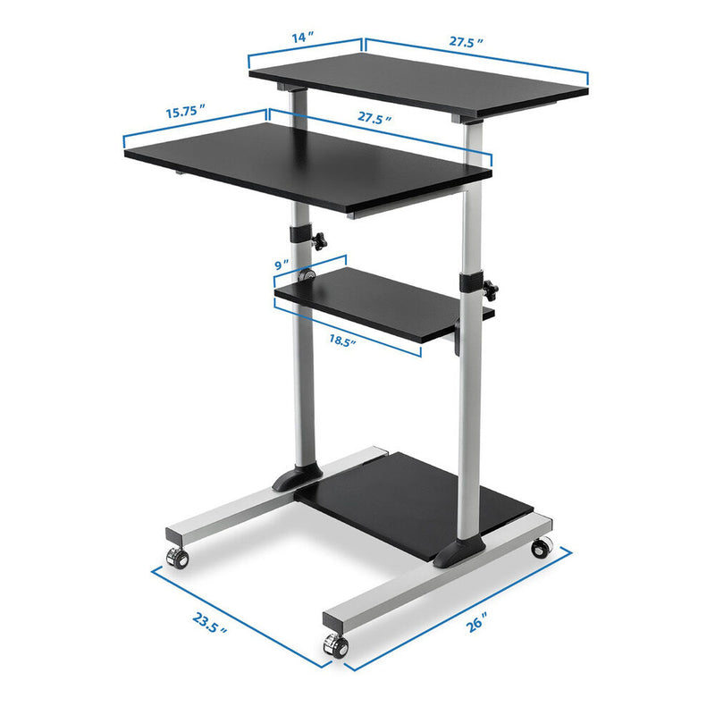 Mount-It! Rolling Computer Workstation with Monitor Mount (Silver)