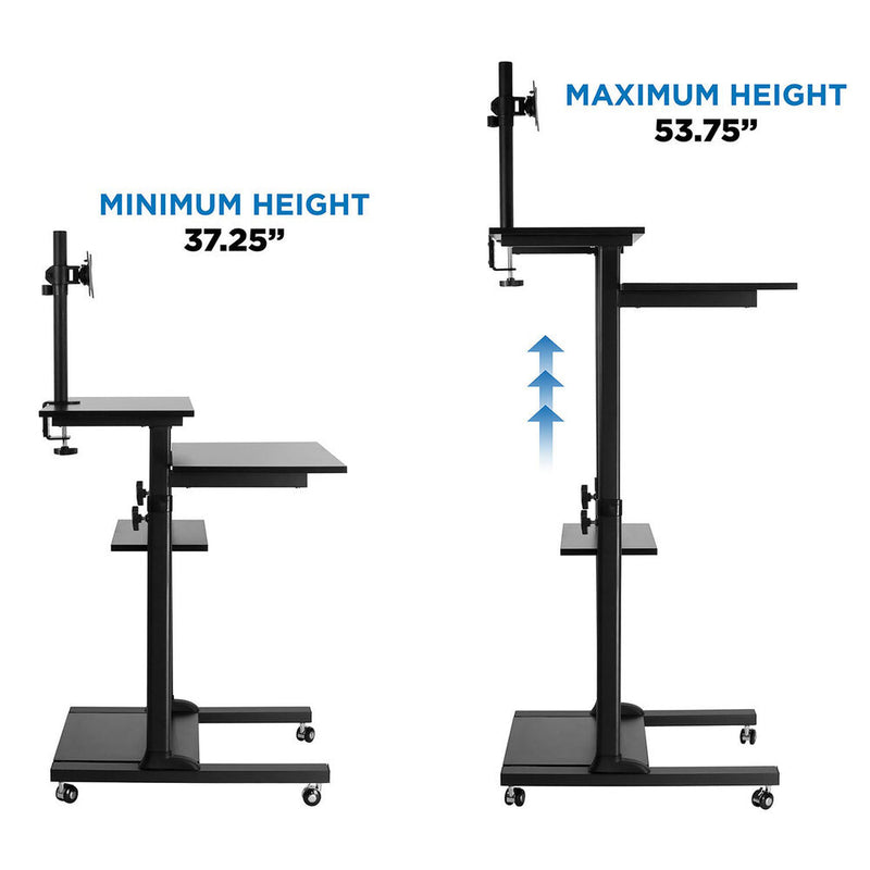 Mount-It! Rolling Computer Workstation with Monitor Mount (Black)