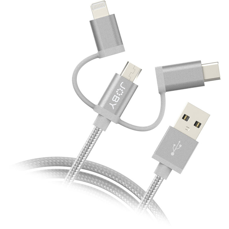 JOBY 3-in-1 Charge & Sync Cable (3.9', Space Grey)