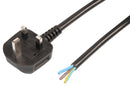 PRO ELEC PE01021 LEAD UK PLUG-BARE END BLK 1.5MM 2M