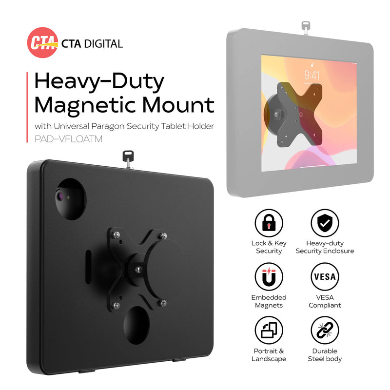 CTA Digital Heavy-Duty Magnetic Mount with Universal Paragon Security Tablet Holder