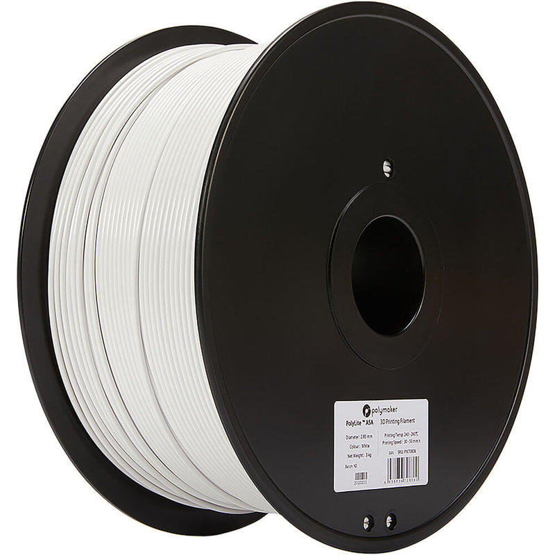 Polymaker PolyLite 2.85mm ASA 3D Printing Filament (6.6 lb, White)