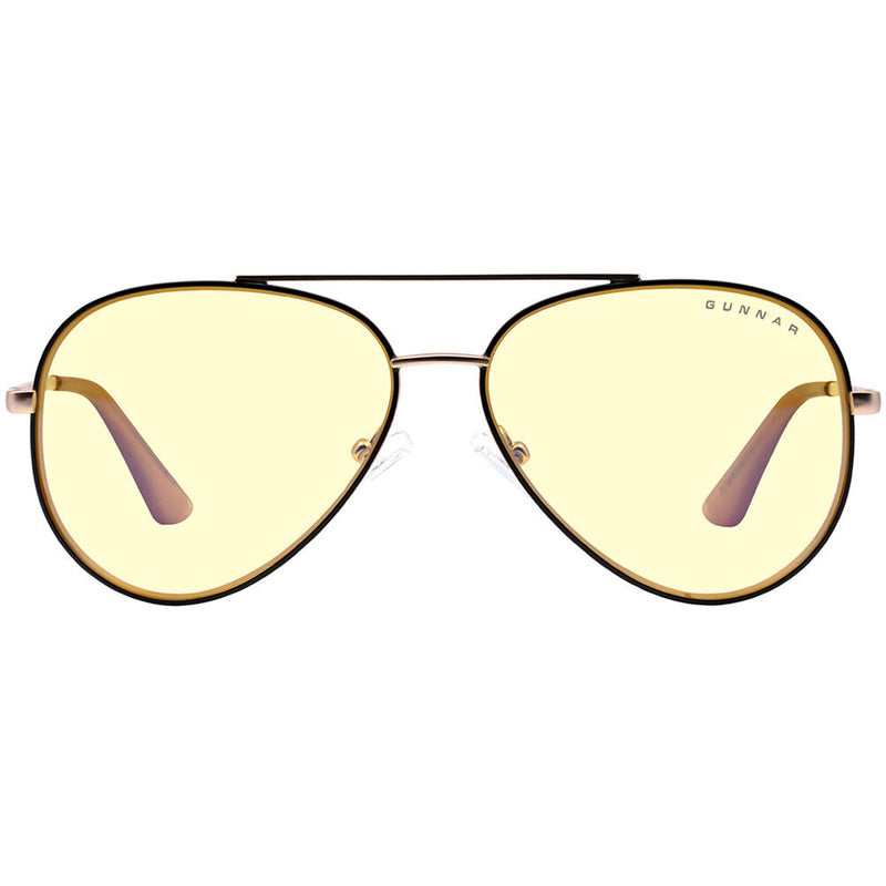 GUNNAR Maverick Computer Glasses (Black/Gold Frame, Amber Lens Tint)
