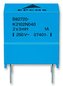 TDK B82720K2601N040 Choke, Power Line, Double, Ring Core,4.4 mH, 600 mA, Through Hole, 4 Pins, B82720A/K Series
