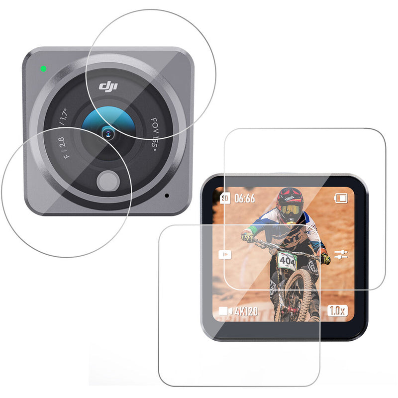 TELESIN Power Combo Protector Set for DJI Action 2 (2 x Lens Films, 2 x Screen Films)