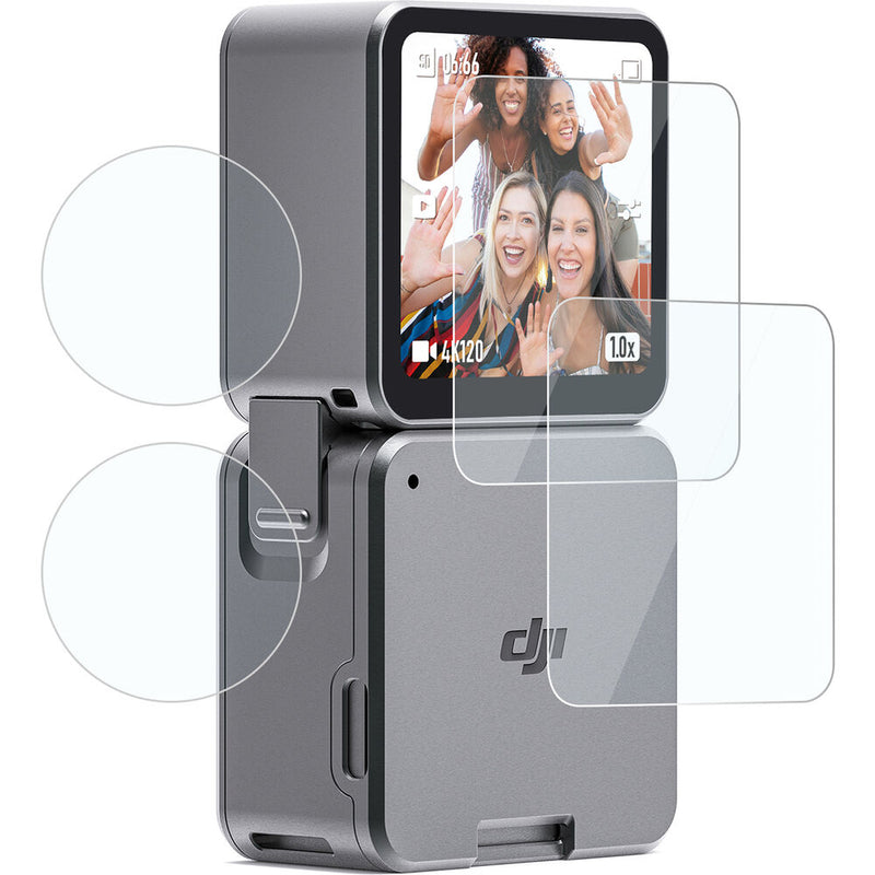 TELESIN Power Combo Protector Set for DJI Action 2 (2 x Lens Films, 2 x Screen Films)