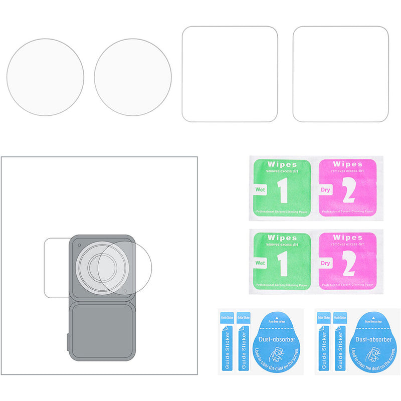 TELESIN Power Combo Protector Set for DJI Action 2 (2 x Lens Films, 2 x Screen Films)