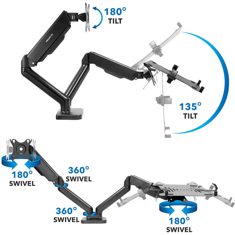 Mount-It! MI-6352LTMN Full Motion Monitor and Laptop Desk Mount