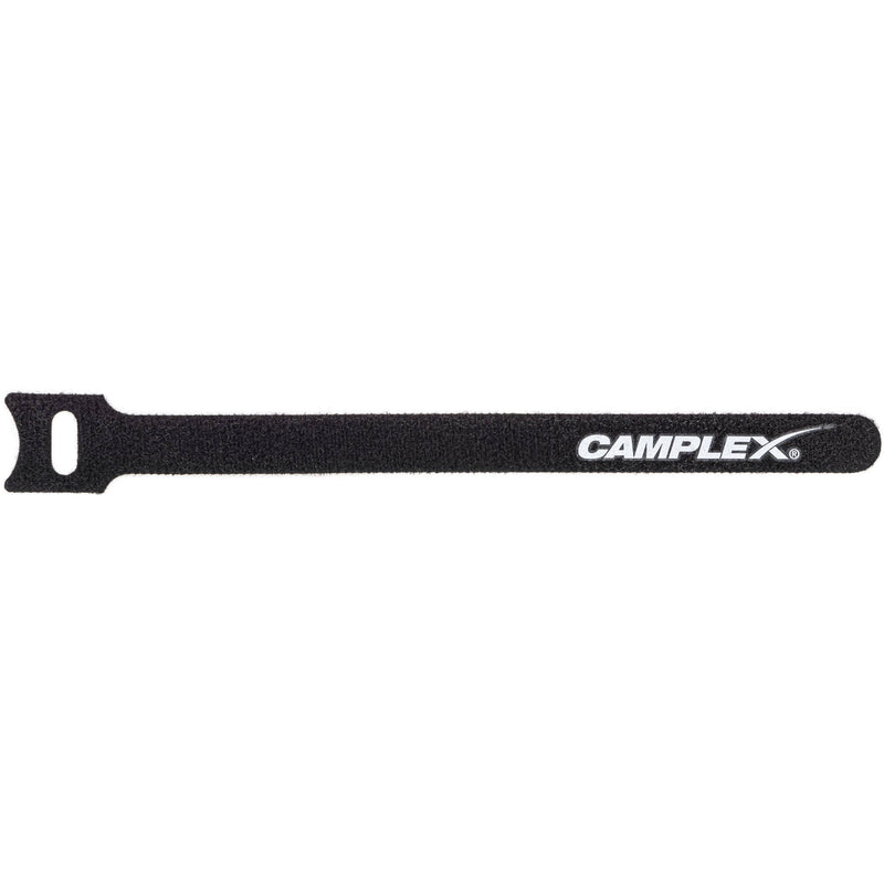 Camplex Hook-and-Loop Cable Wraps (Black with White Logo, 50-Pack)
