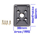 Desmond DAC-50CAM Bi-Directional 50mm QR Clamp for Arca-Type QR Plates with Removable Arca-Type&nbsp;and Manfrotto Base Mounting Plate