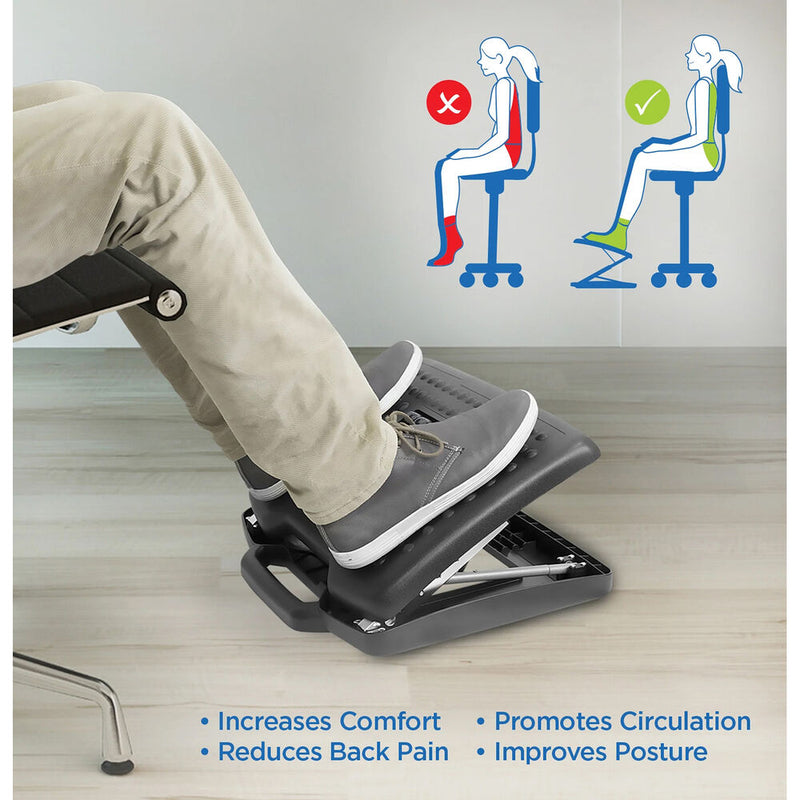 Mount-It! Under Desk Adjustable Footrest with Messaging Rollers