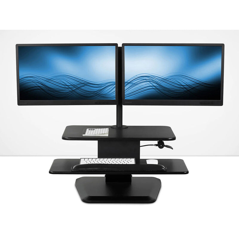 Mount-It! Sit Stand Standing Desk Converter with Dual Monitor Mount Combo (Black)