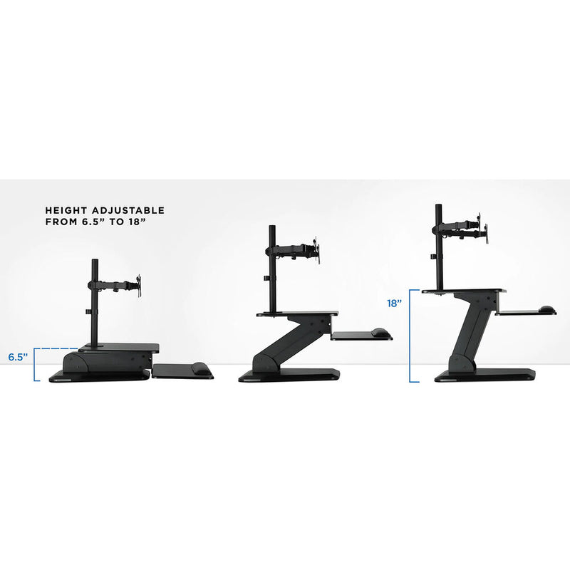Mount-It! Sit Stand Standing Desk Converter with Dual Monitor Mount Combo (Black)
