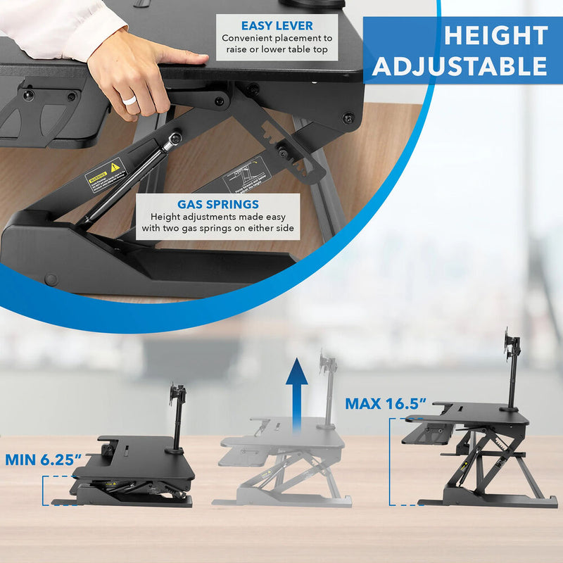 Mount-It! Sit-Stand Desk Converter with Dual Monitor Mount (Black)