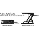 Mount-It! Height-Adjustable Standing Desk Converter, 6"H x 40-7/16"W x 9"D (Black)