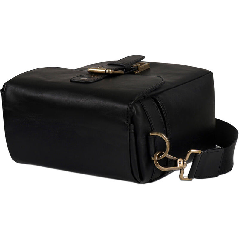 MegaGear Leather Camera Messenger Bag for Mirrorless, Instant & DSLR Cameras (Black)