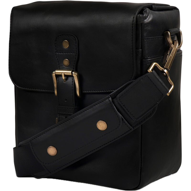MegaGear Leather Camera Messenger Bag for Mirrorless, Instant & DSLR Cameras (Black)