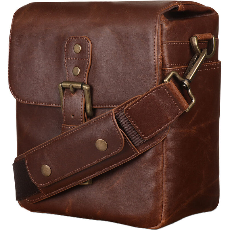 MegaGear Leather Camera Messenger Bag for Mirrorless, Instant & DSLR Cameras (Dark Brown)