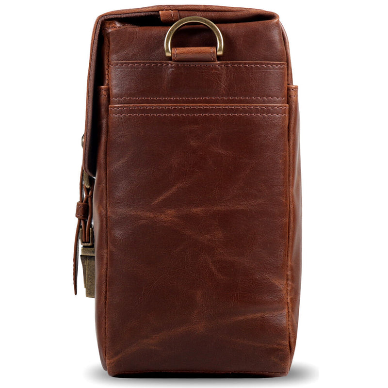 MegaGear Leather Camera Messenger Bag for Mirrorless, Instant & DSLR Cameras (Dark Brown)