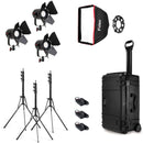 Fiilex P3 Color K300 3-Light Kit with Stands, Barndoors, Softbox, and Case
