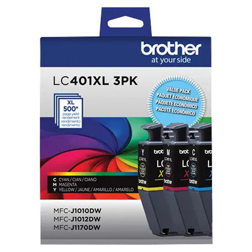 Brother Genuine LC401 High Yield Color Ink Cartridge Set (Cyan, Magenta, Yellow)