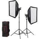 Godox Litemons LA150Bi Bi-Color LED 2-Light Kit with Stands and Softboxes