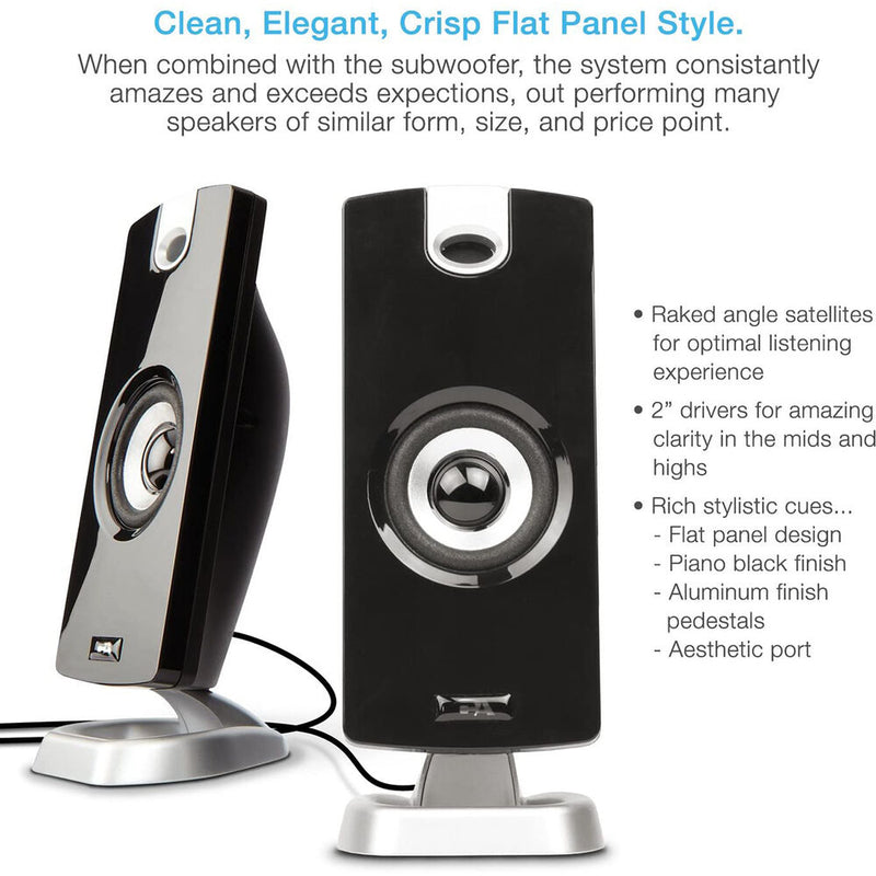 Cyber Acoustics CA-3090 3-Piece Flat Panel Design Subwoofer & Satellite Speaker System