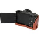 MegaGear Ever Ready Genuine Leather Camera Half Case for Sony ZV-E10 (Brown)