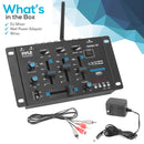 Pyle Pro PMX8BU Wireless 3-Channel DJ Mixer with Bluetooth