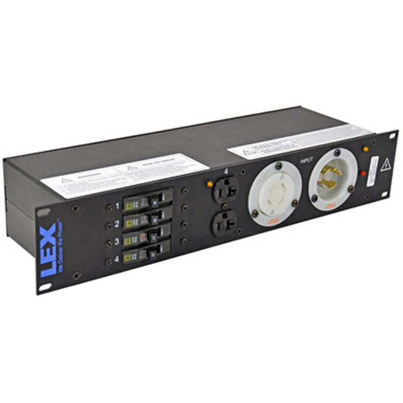 Lex Products 30A Enclosed Rack with L14-30 to L5-30/Duplex Receptacles (2 RU)