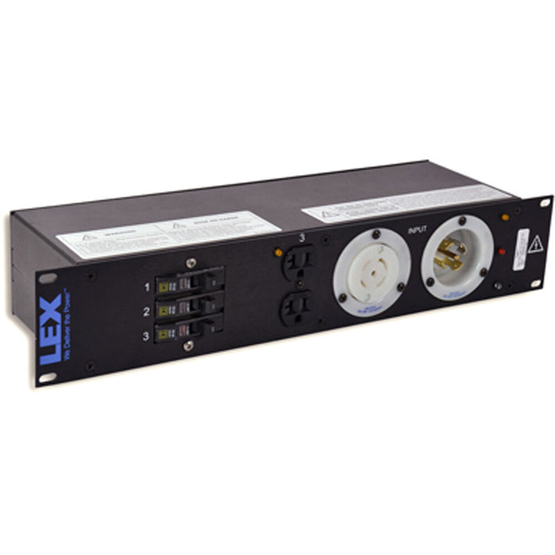 Lex Products 30A Enclosed Rack with L21-30 to Duplex Receptacles (2 RU)