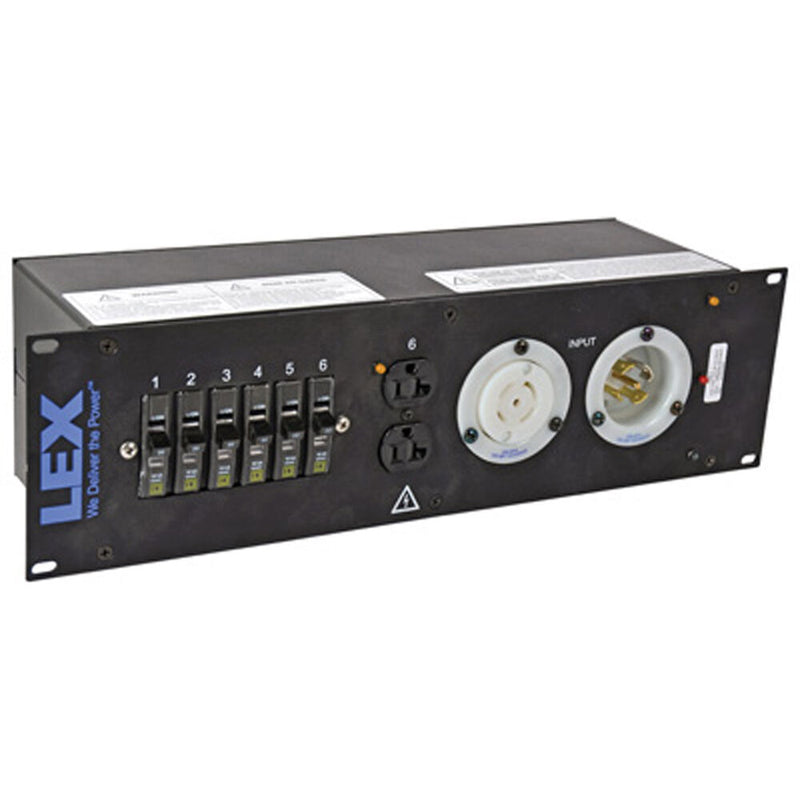 Lex Products PRM3IN-3CC4DC 30A Enclosed Rack with L21-30 to L5-30/Duplex Receptacles (3RU)