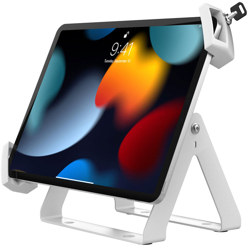 CTA Digital Full Rotation Desk Mount with Universal Security Holder for 7.9 to 12.5" Tablets (White)