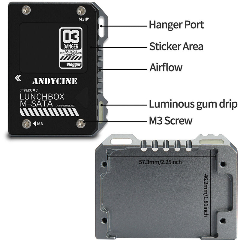 ANDYCINE LunchBox Magnalium Case for mSATA SSD to Atomos Ninja V Attachment (Black)