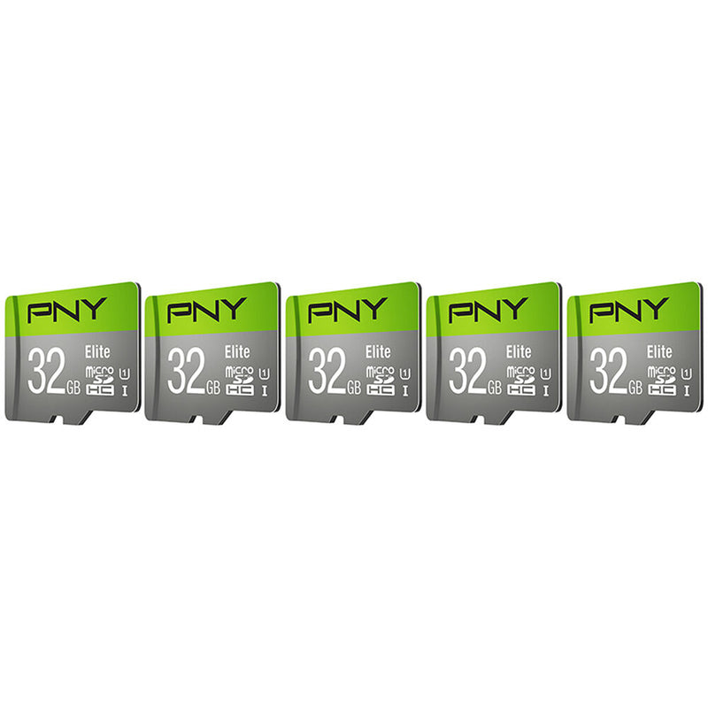 PNY 32GB Elite UHS-I microSDHC Memory Card with SD Adapter (5-Pack)